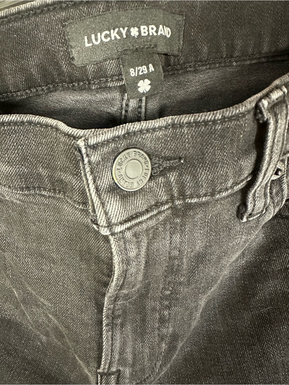 Lucky Brand Sweet Mid Rise Straight Black Jeans Raw Hem Size 8/29 - Picture 4 of 6